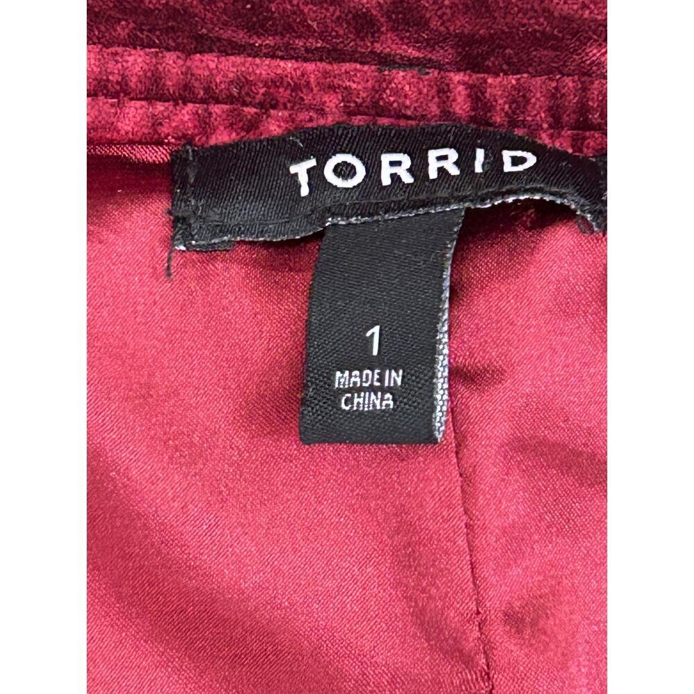 Torrid Burgundy Velvet Moto Jacket Sz 1X - Picture 4 of 14